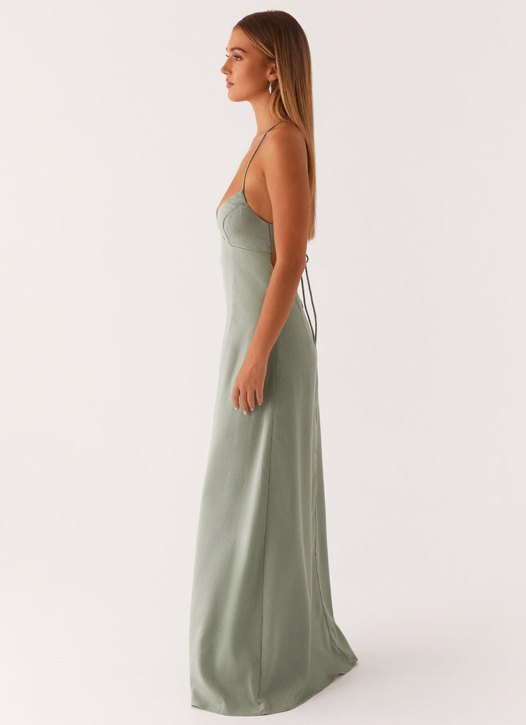 Peppermayo Peppermayo Exclusive - Middle Ground Linen Maxi Dress - Sage