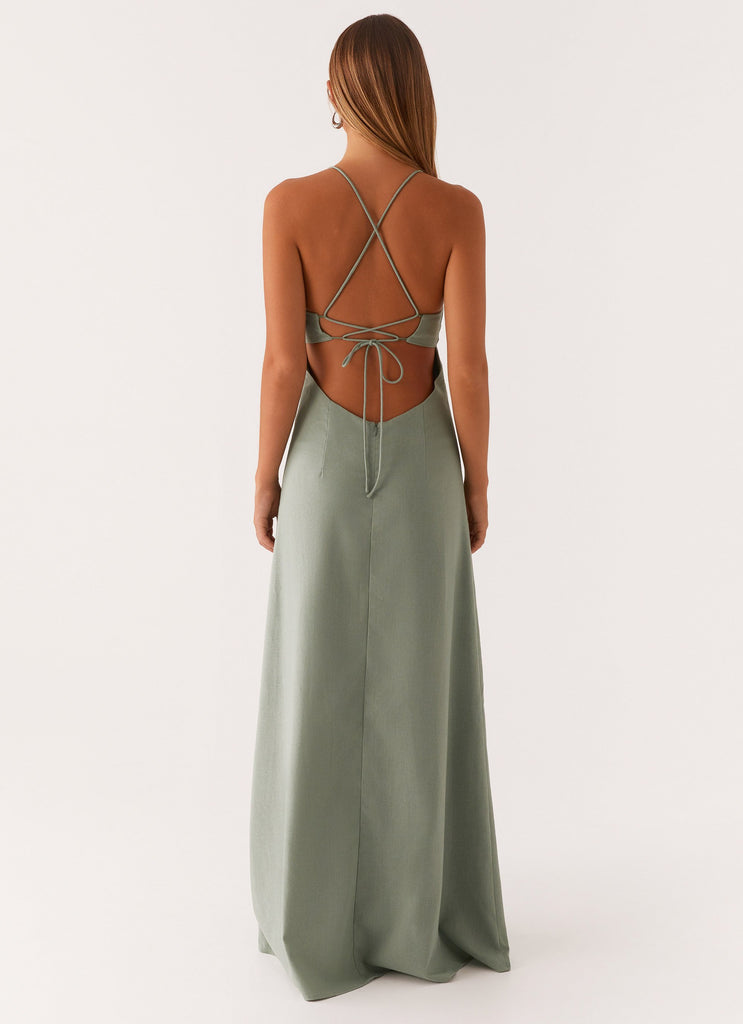 Peppermayo Peppermayo Exclusive - Middle Ground Linen Maxi Dress - Sage