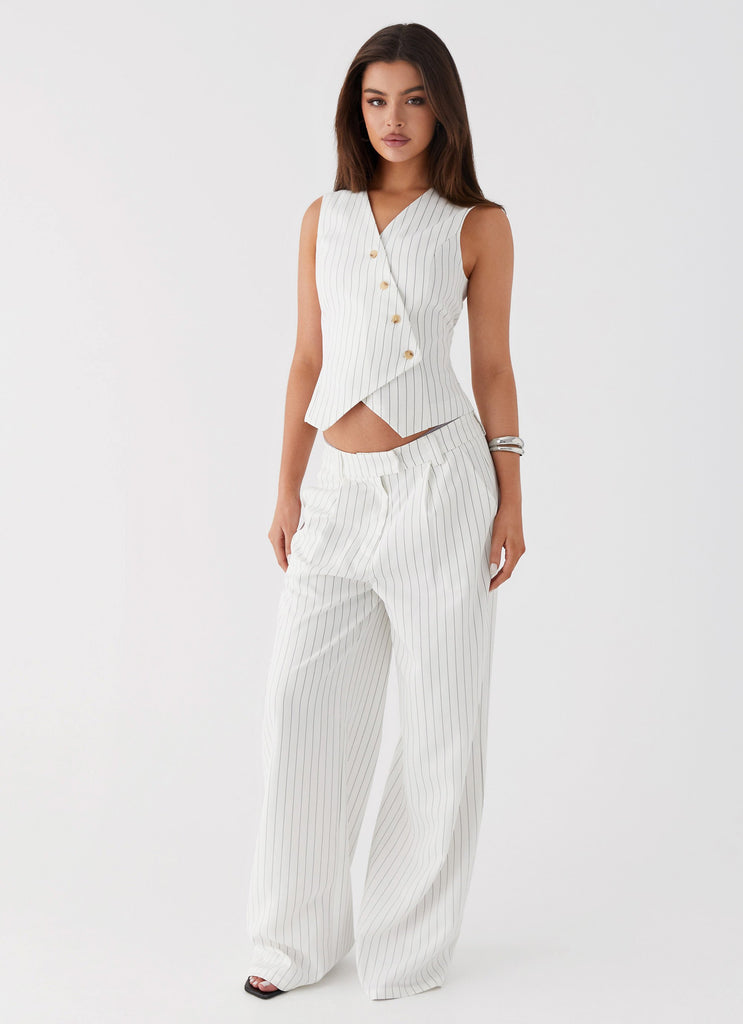 Peppermayo Peppermayo Exclusive - Midnight City Suit Pants - White Pinstripe