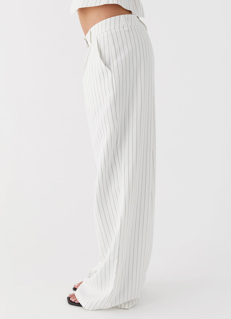 Peppermayo Peppermayo Exclusive - Midnight City Suit Pants - White Pinstripe