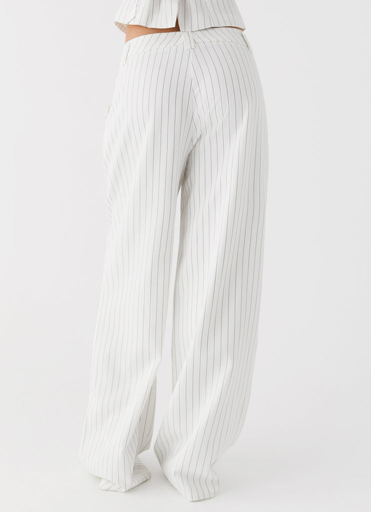 Peppermayo Peppermayo Exclusive - Midnight City Suit Pants - White Pinstripe