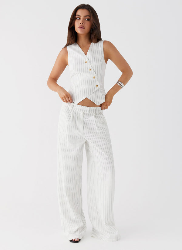 peppermayo Peppermayo Exclusive - Midnight City Suit Pants - White Pinstripe