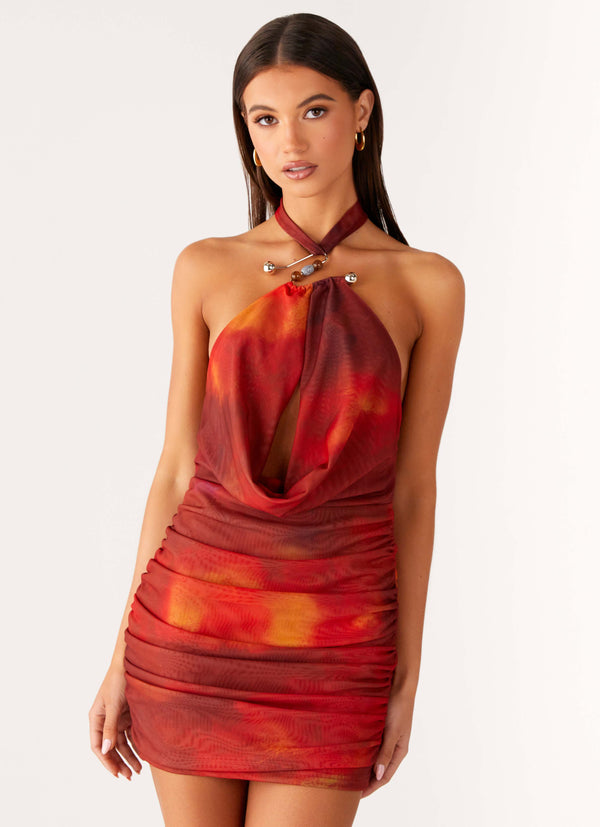 peppermayo Peppermayo Exclusive - Midnight Ember Mini Dress - Scarlet Blur