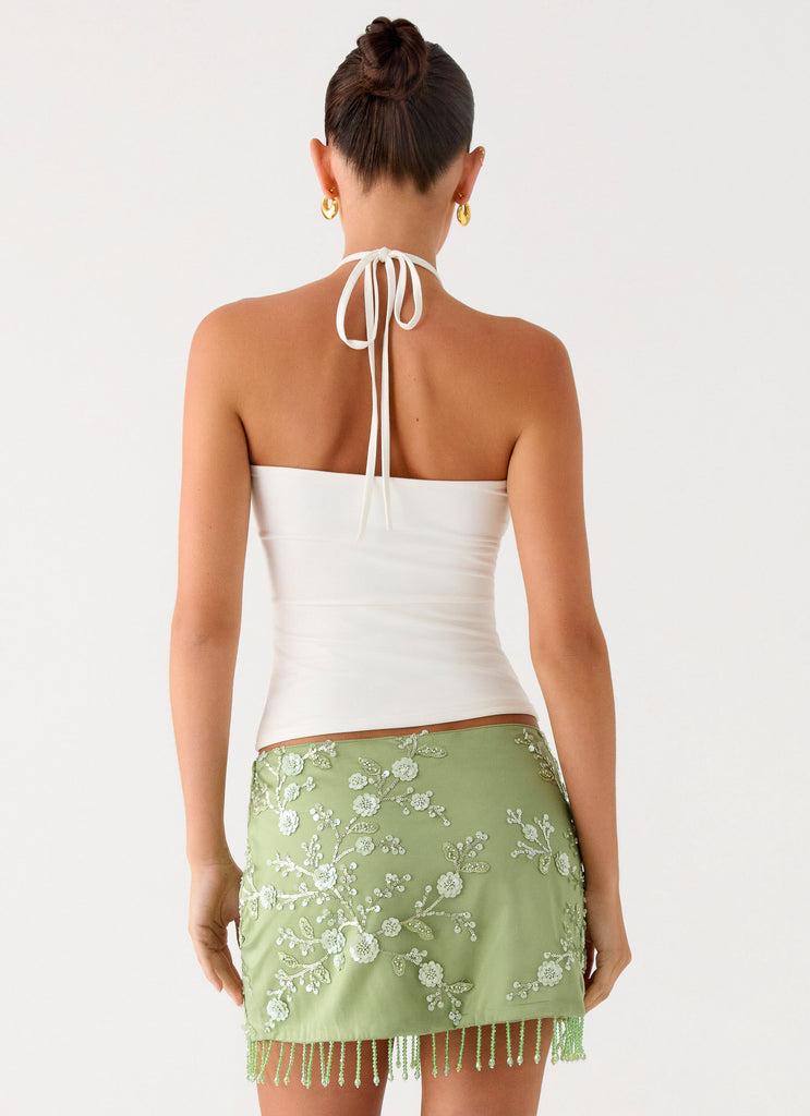 Peppermayo Peppermayo Exclusive - Midnight Tide Tie Side Mini Skirt - Green