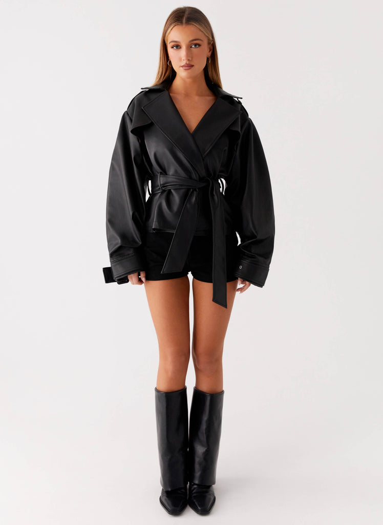 Peppermayo Peppermayo Exclusive - Midtown Faux Leather Trench - Black