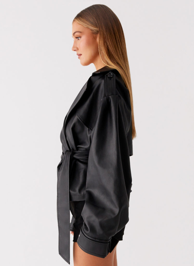 Peppermayo Peppermayo Exclusive - Midtown Faux Leather Trench - Black