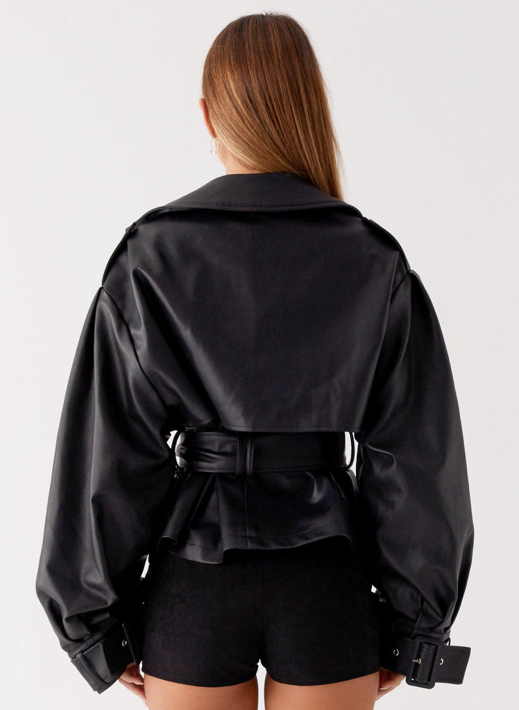 Peppermayo Peppermayo Exclusive - Midtown Faux Leather Trench - Black
