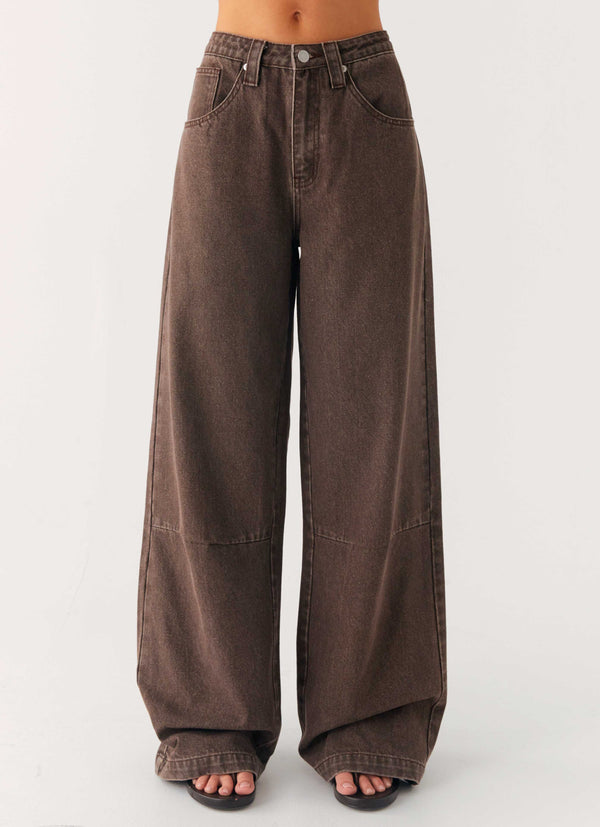 peppermayo Peppermayo Exclusive - Midwest Low Rise Jeans - Light Wash Chocolate