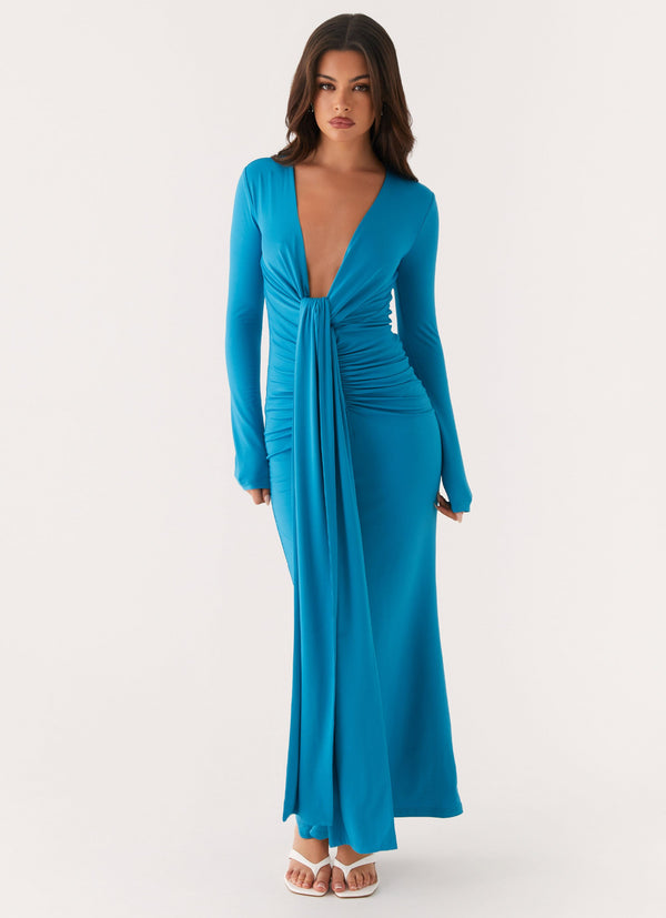 peppermayo Peppermayo Exclusive - Miesha Long Sleeve Maxi Dress - Blue