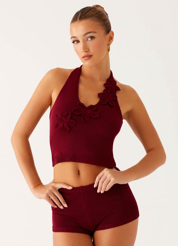 peppermayo Peppermayo Exclusive - Miffy Crochet Top - Maroon