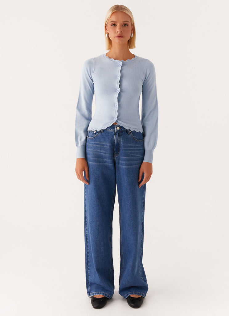 Peppermayo Peppermayo Exclusive - Mikah Lace Trim Cardigan - Baby Blue