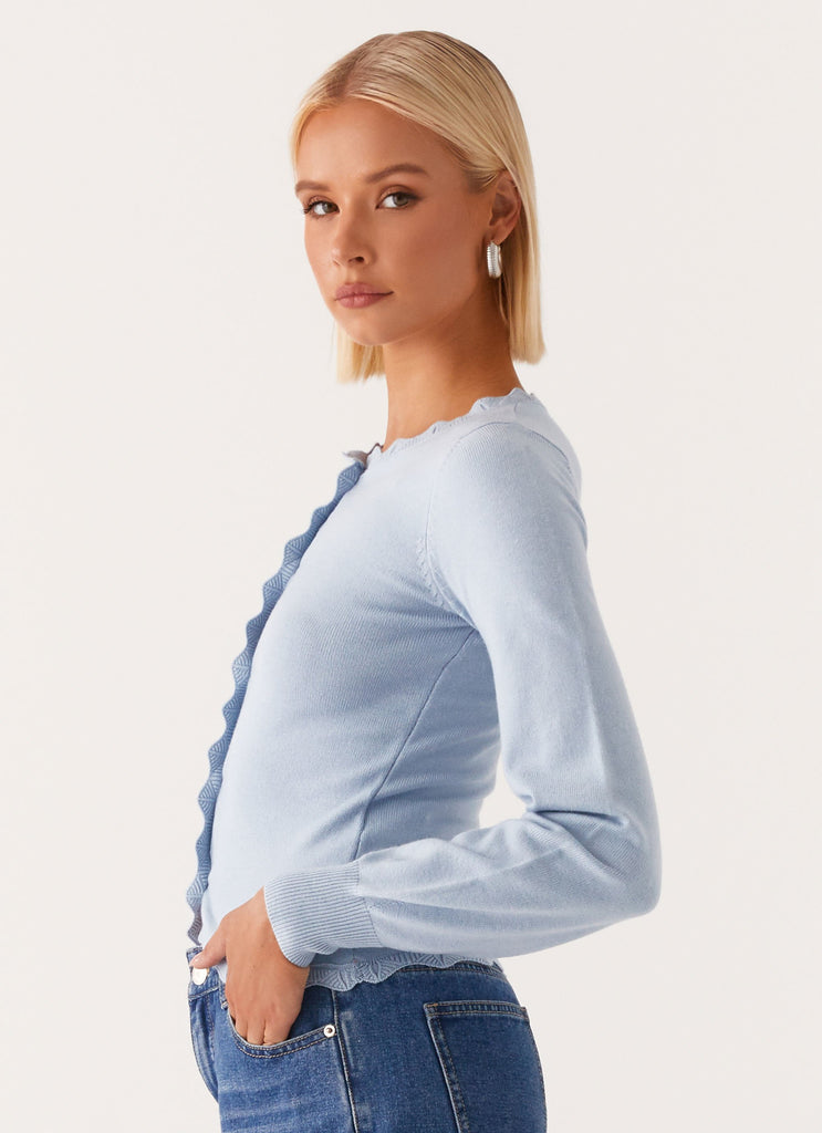 Peppermayo Peppermayo Exclusive - Mikah Lace Trim Cardigan - Baby Blue