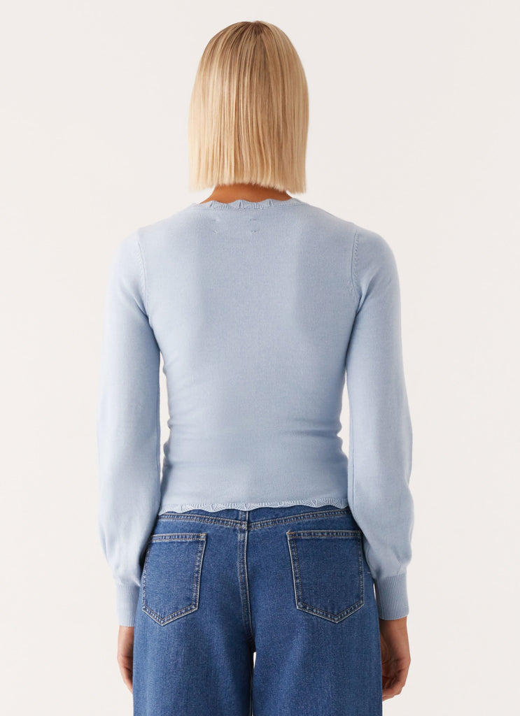 Peppermayo Peppermayo Exclusive - Mikah Lace Trim Cardigan - Baby Blue