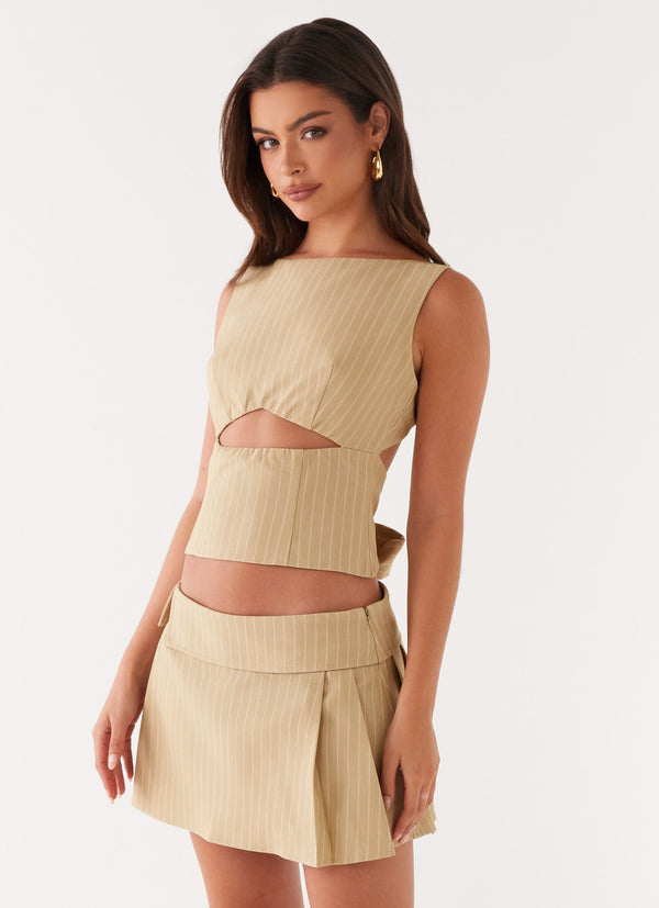 peppermayo Peppermayo Exclusive - Miki Mini Skirt - Beige Stripe