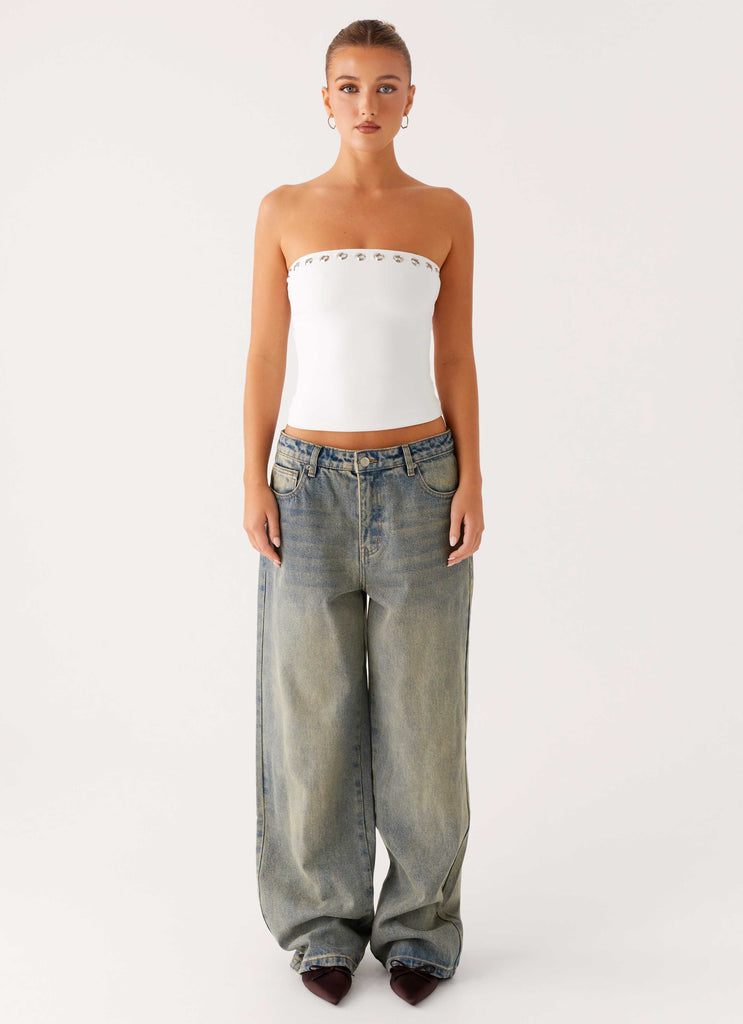 Peppermayo Peppermayo Exclusive - Miku Eyelet Strapless Top - White