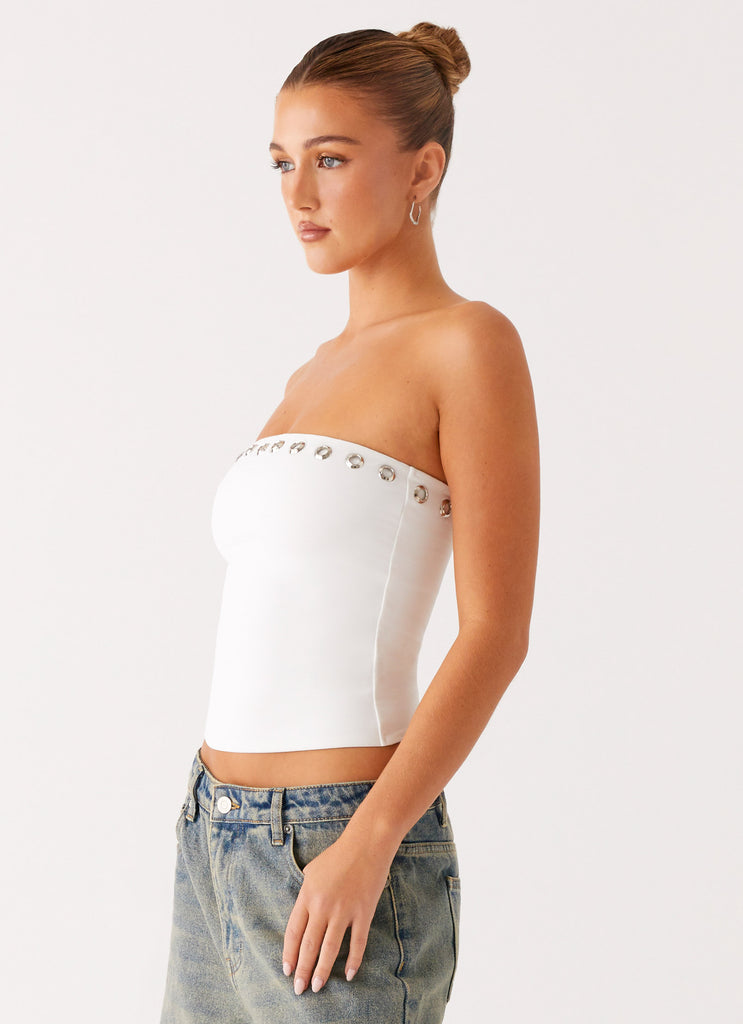 Peppermayo Peppermayo Exclusive - Miku Eyelet Strapless Top - White