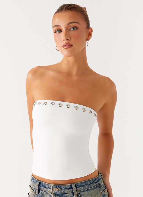 peppermayo Peppermayo Exclusive - Miku Eyelet Strapless Top - White