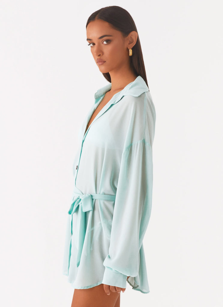 Peppermayo Peppermayo Exclusive - Miley Oversized Chiffon Shirt - Pale Blue