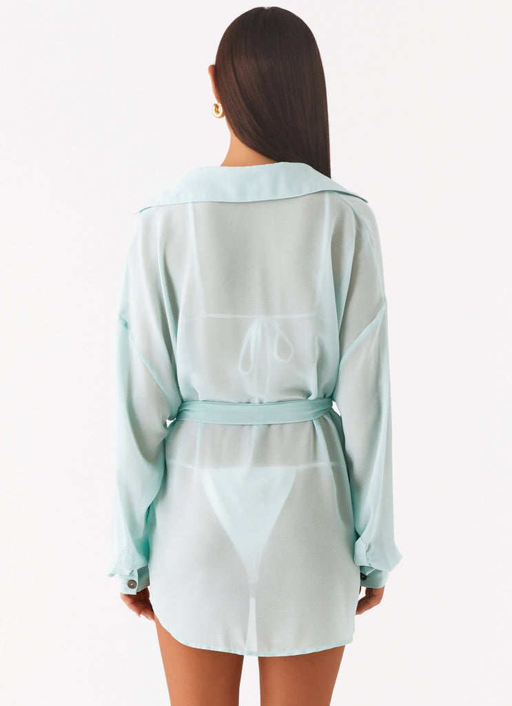 Peppermayo Peppermayo Exclusive - Miley Oversized Chiffon Shirt - Pale Blue