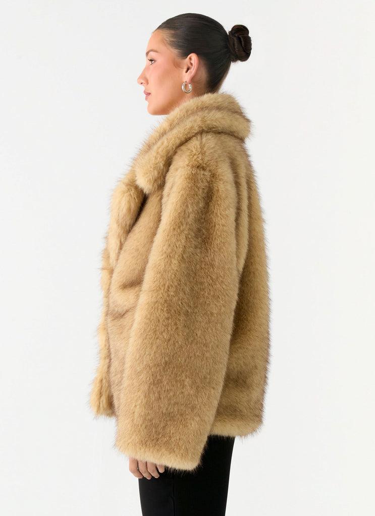 Peppermayo Peppermayo Exclusive - Milika Faux Fur Coat - Beige