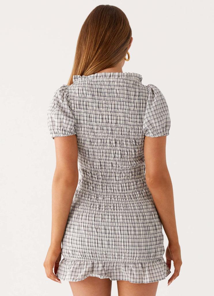 Peppermayo Peppermayo Exclusive - Millicent Ruched Mini Dress - Grey Check