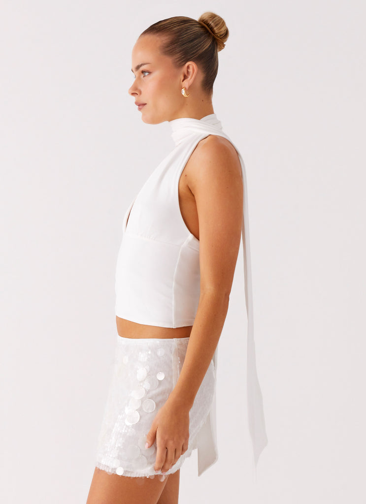 Peppermayo Peppermayo Exclusive - Milos Scarf Halter Neck Top - White