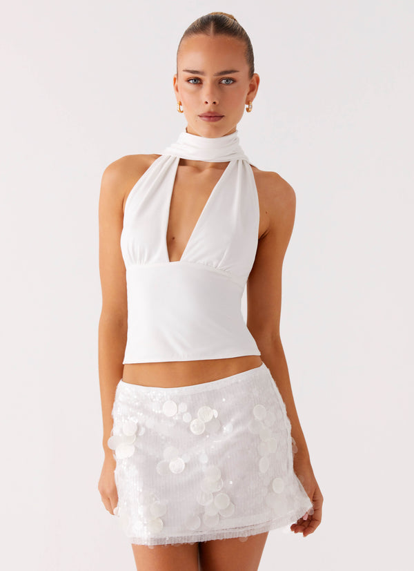 peppermayo Peppermayo Exclusive - Milos Scarf Halter Neck Top - White
