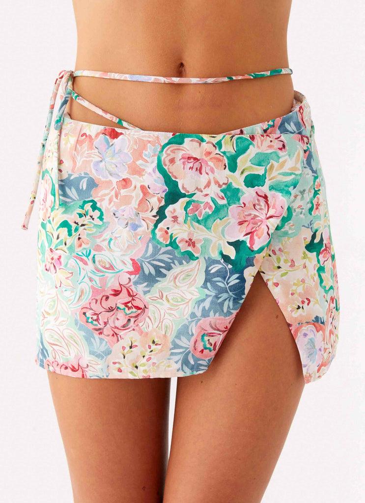 Peppermayo Peppermayo Exclusive - Miradelle Wrap Mini Skirt - Santorini Floral