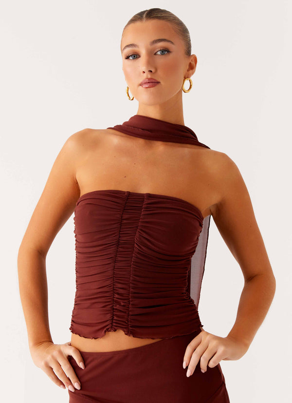 peppermayo Peppermayo Exclusive - Mirage Scarf Top - Chocolate