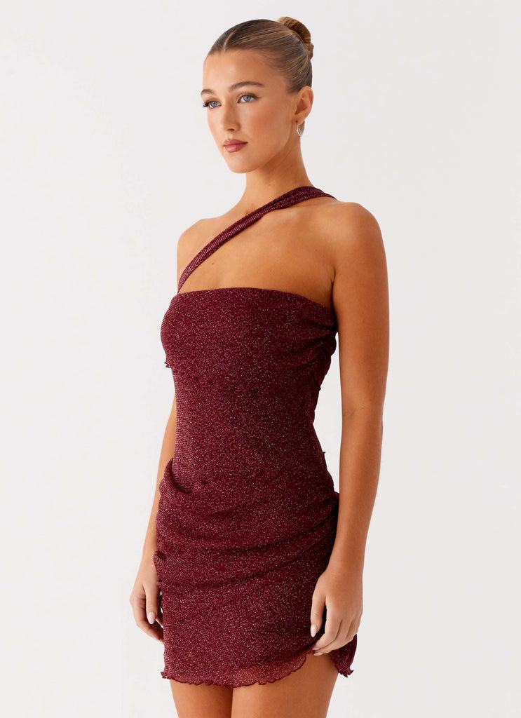 Peppermayo Peppermayo Exclusive - Misty Mesh Mini Dress - Maroon