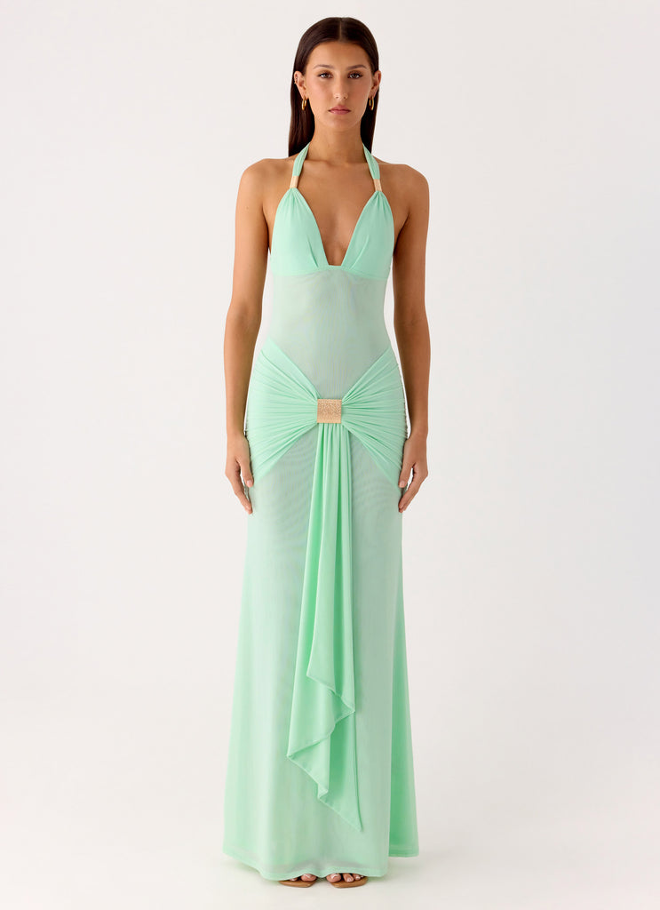Peppermayo Peppermayo Exclusive - Miyah Halter Hardware Maxi Dress - Mint Blue