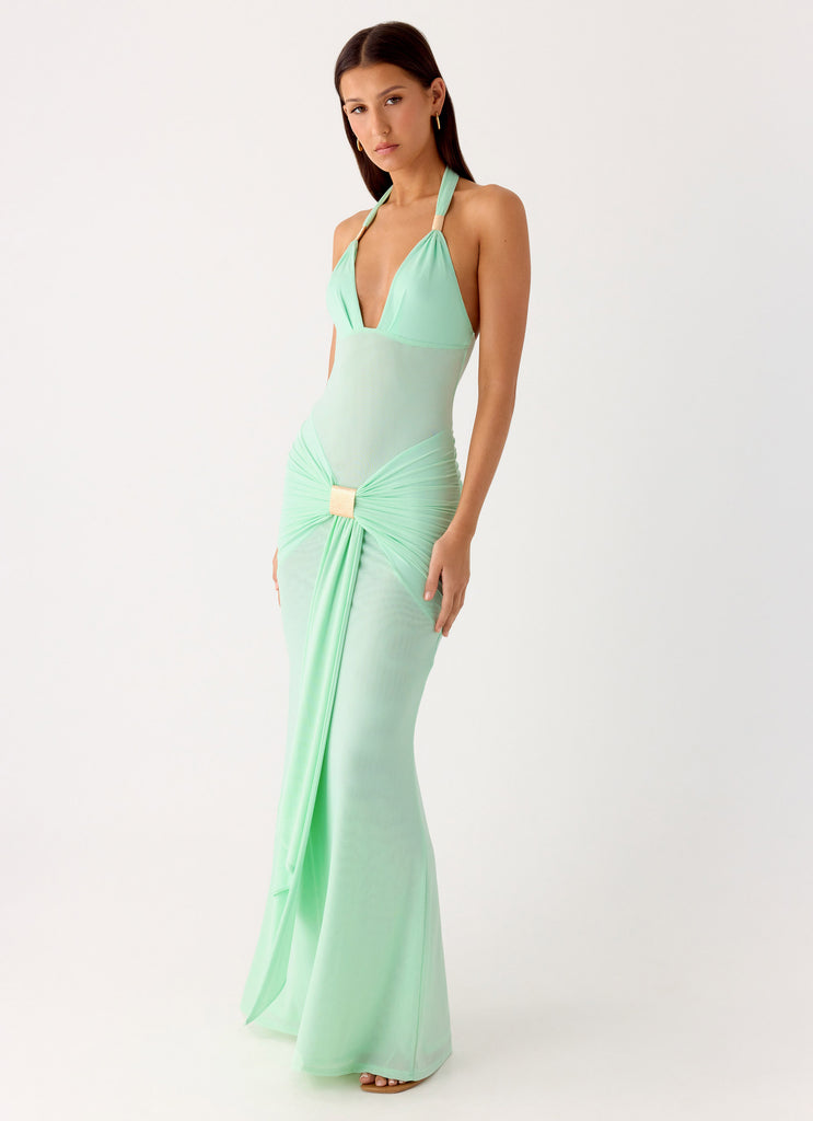 Peppermayo Peppermayo Exclusive - Miyah Halter Hardware Maxi Dress - Mint Blue
