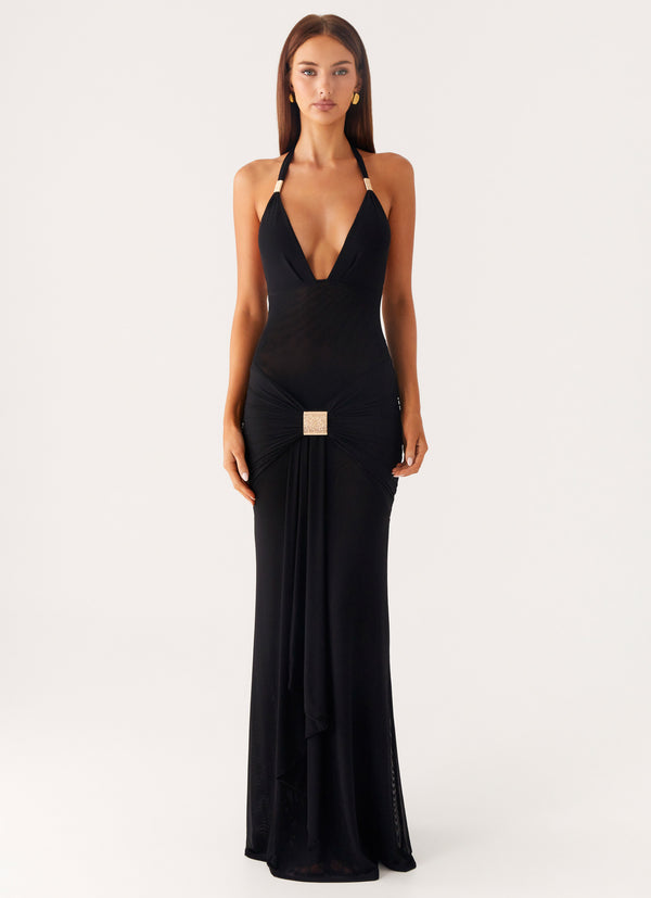 peppermayo Peppermayo Exclusive - Miyah Halter Hardware Maxi Dress - Black