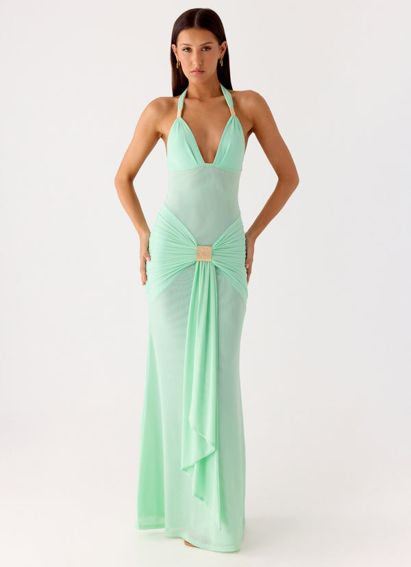 peppermayo Peppermayo Exclusive - Miyah Halter Hardware Maxi Dress - Mint Blue