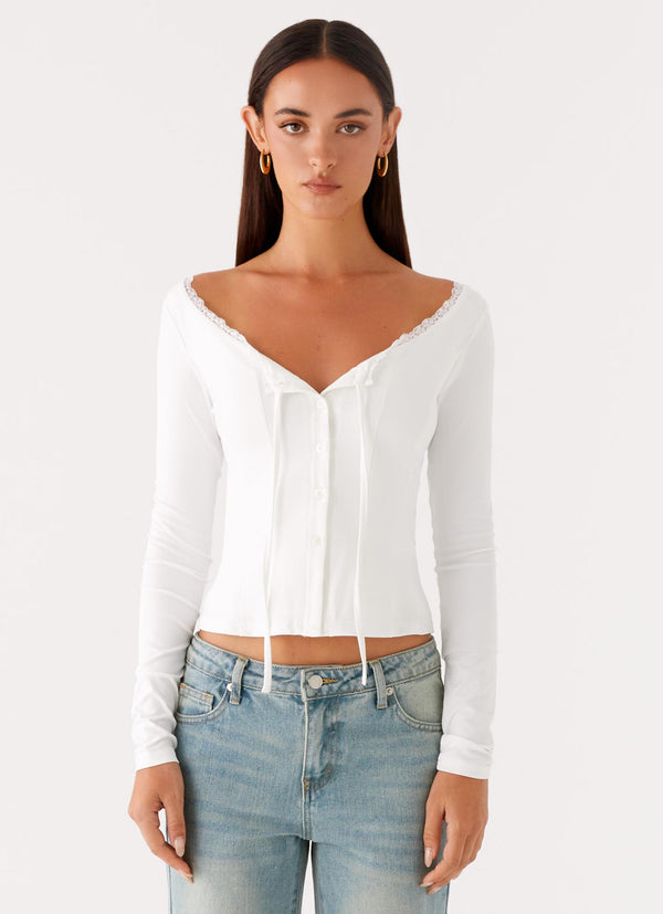 peppermayo Peppermayo Exclusive - Moda Long Sleeve Top - White