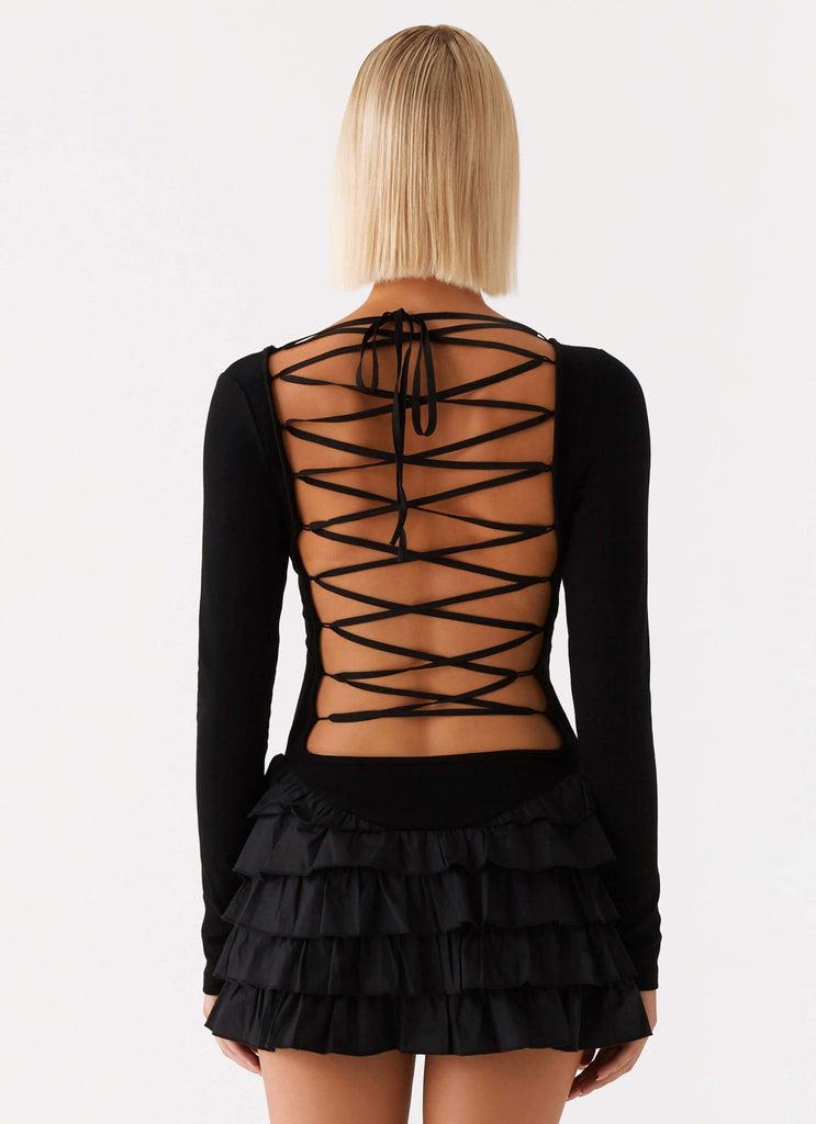 Peppermayo Peppermayo Exclusive - Moon Rising Long Sleeve Mini Dress - Black