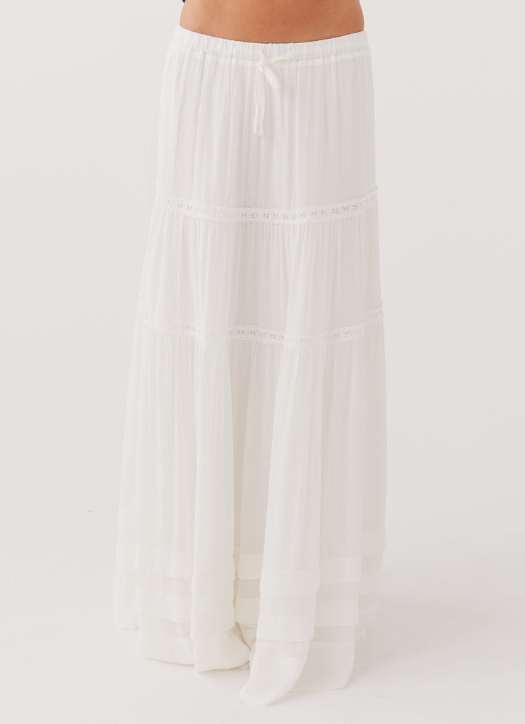 Peppermayo Peppermayo Exclusive - Moonstone Tiered Maxi Skirt - White