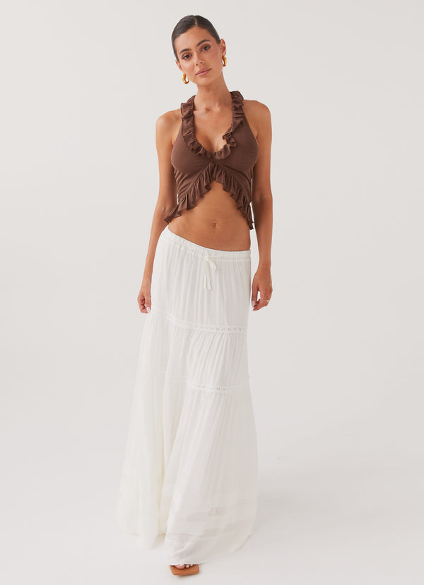 peppermayo Peppermayo Exclusive - Moonstone Tiered Maxi Skirt - White
