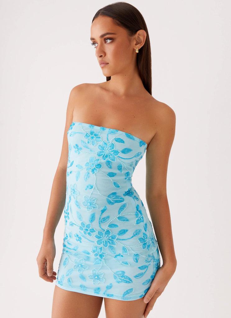 Peppermayo Peppermayo Exclusive - Moorey Beaded Mini Dress - Blue