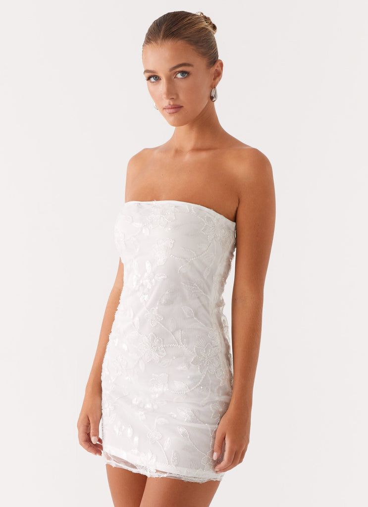 Peppermayo Peppermayo Exclusive - Moorey Beaded Mini Dress - White Silver