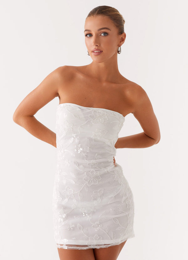 peppermayo Peppermayo Exclusive - Moorey Beaded Mini Dress - White Silver