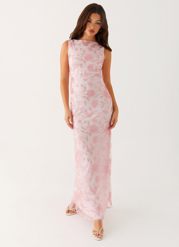 peppermayo Peppermayo Exclusive - Moorey High Neck Maxi Dress - Pink
