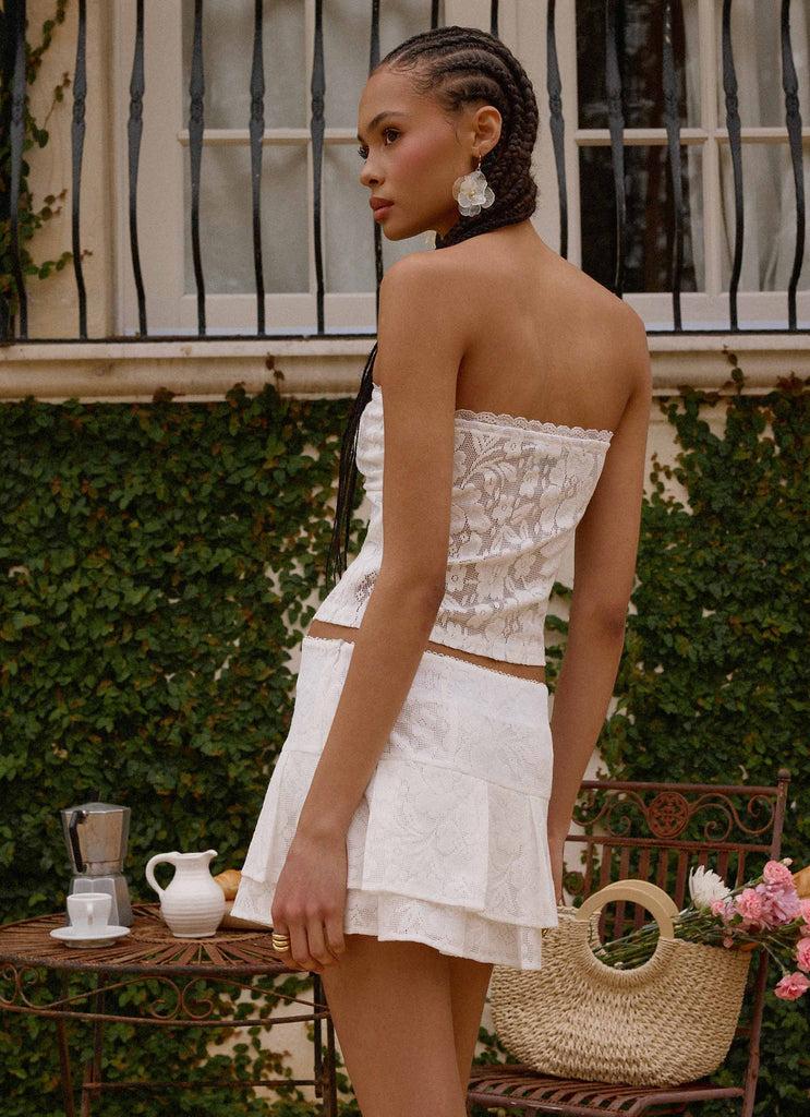 Peppermayo Peppermayo Exclusive - Moroder Low Rise Lace Mini Skirt - Cream