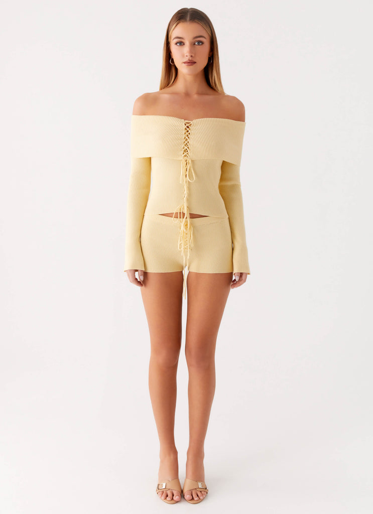 Peppermayo Peppermayo Exclusive - Muted Muse Knit Long Sleeve Top - Yellow