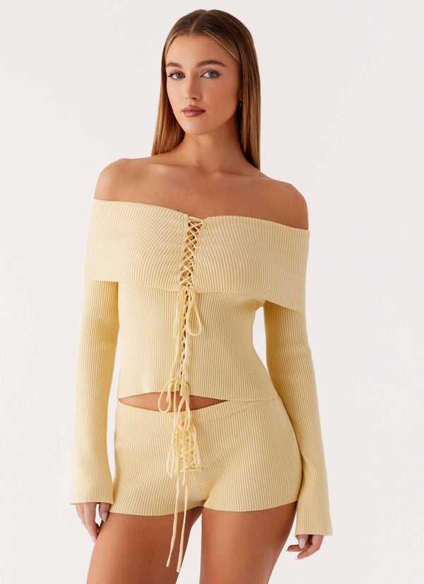 peppermayo Peppermayo Exclusive - Muted Muse Knit Long Sleeve Top - Yellow