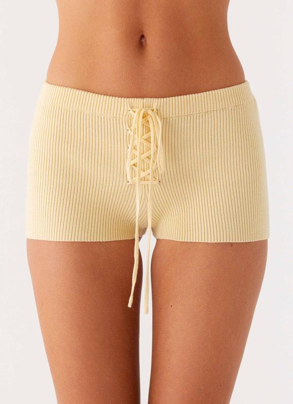 peppermayo Peppermayo Exclusive - Muted Muse Knit Mini Short - Yellow