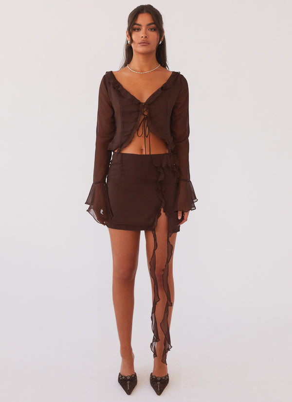 peppermayo Peppermayo Exclusive - My Favourite Part Mini Skirt - Dark Mocha