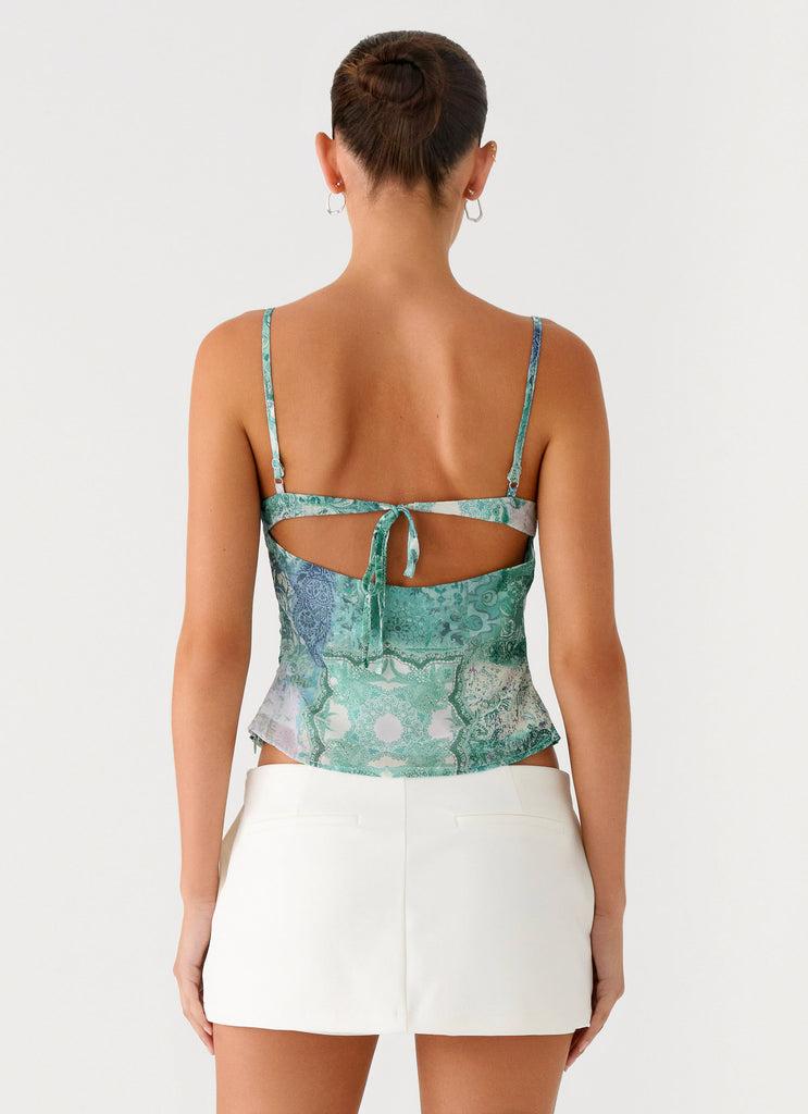 Peppermayo Peppermayo Exclusive - Nalini Ruched Neckline Top - Green Paisley