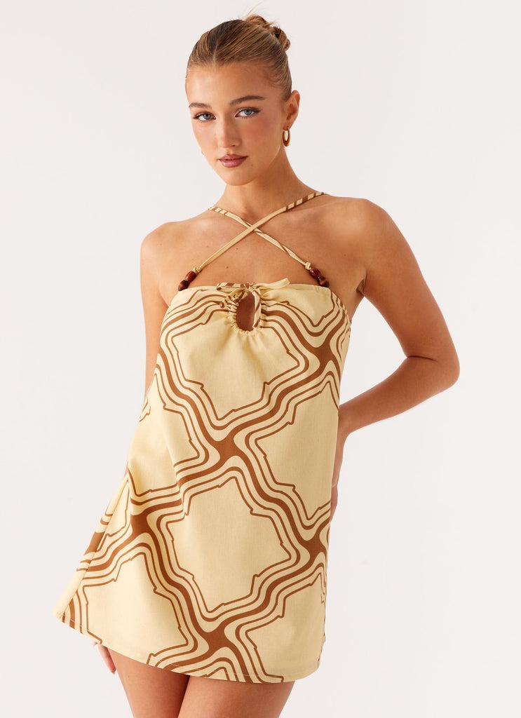 Peppermayo Peppermayo Exclusive - Naomi Criss Cross Mini Dress - Tidal Wave Print