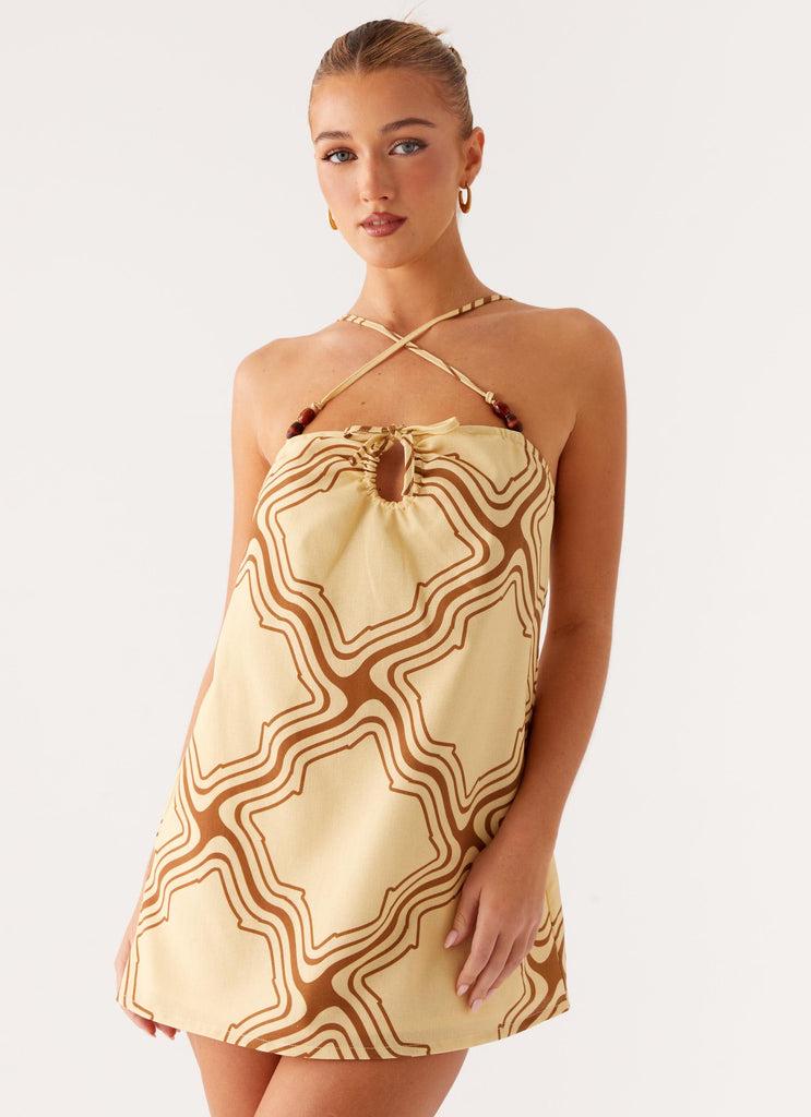 Peppermayo Peppermayo Exclusive - Naomi Criss Cross Mini Dress - Tidal Wave Print